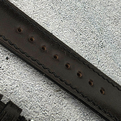 Shell Cordovan Hand Stitched Leather Strap 20mm Black