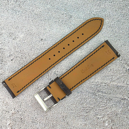 Shell Cordovan Hand Stitched Leather Strap 20mm Black
