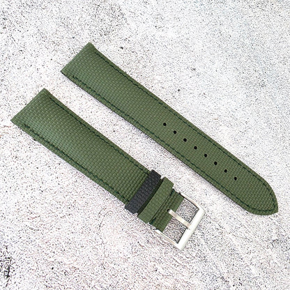 FKM Rubber Sailcloth Watch Strap Band 20mm Green