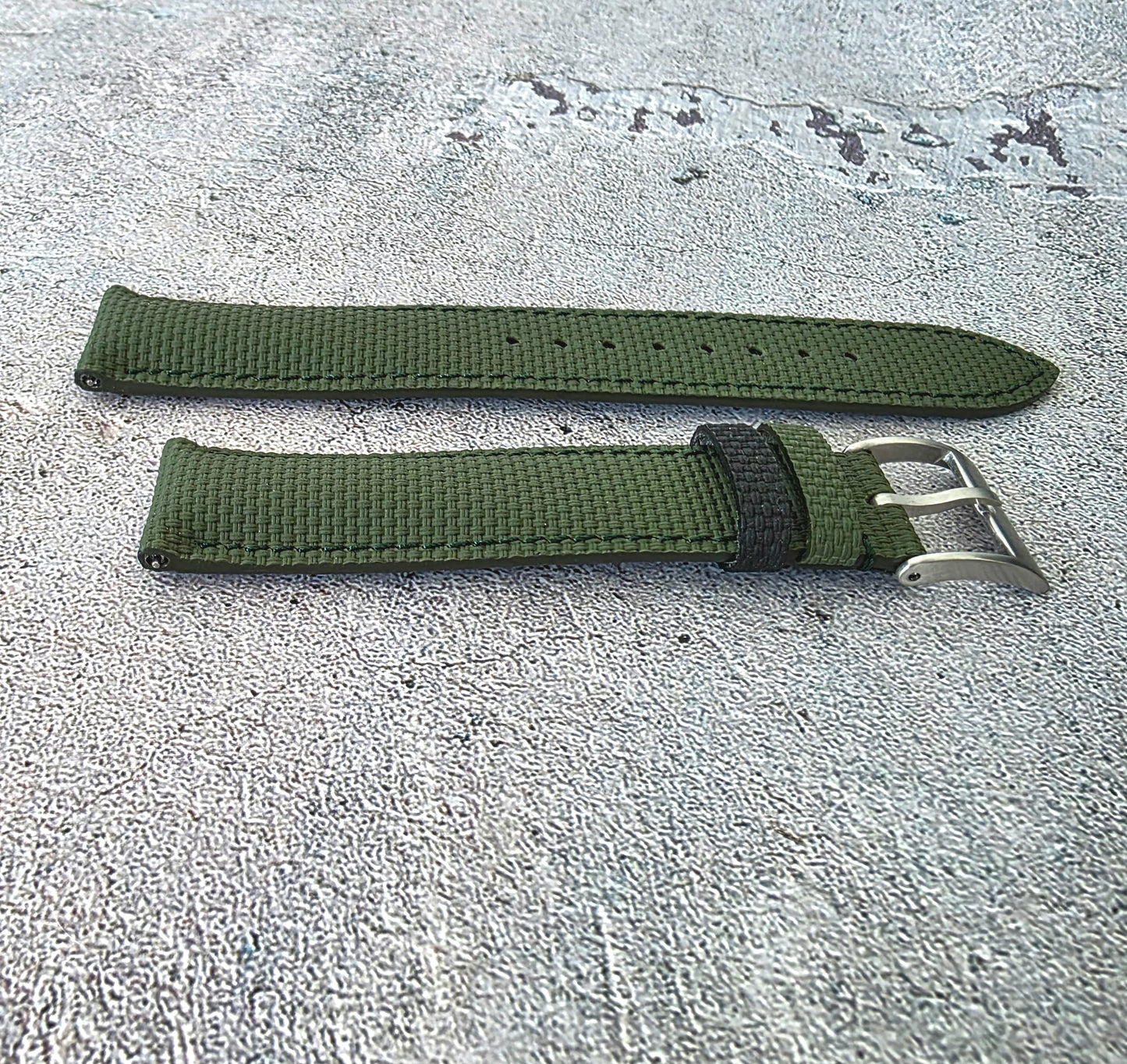 FKM Rubber Sailcloth Watch Strap Band 20mm Green