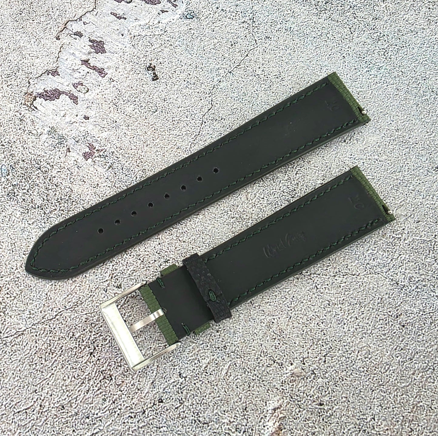 FKM Rubber Sailcloth Watch Strap Band 20mm Green