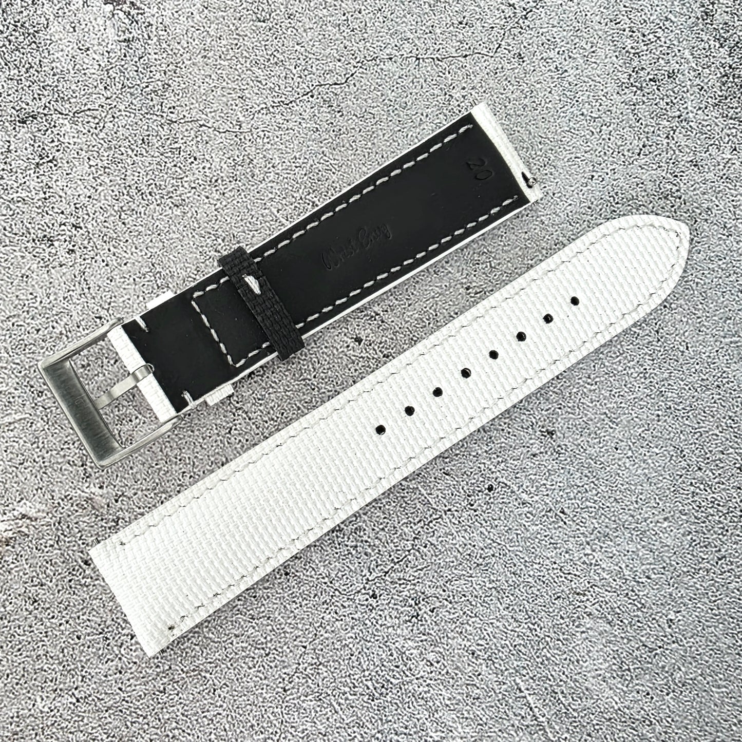 FKM Rubber Sailcloth Watch Strap Band 20mm White