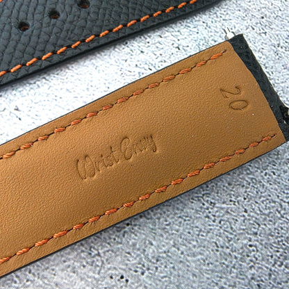 Epsom Padded Leather Strap 20mm Black Orange