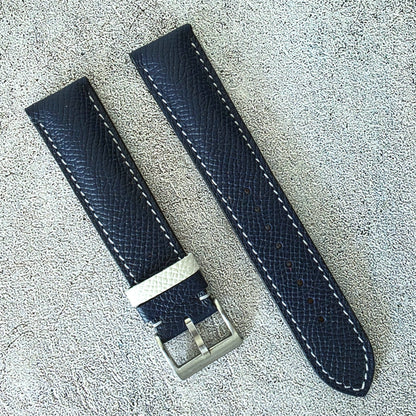 Epsom Padded Leather Strap 20mm Blue White