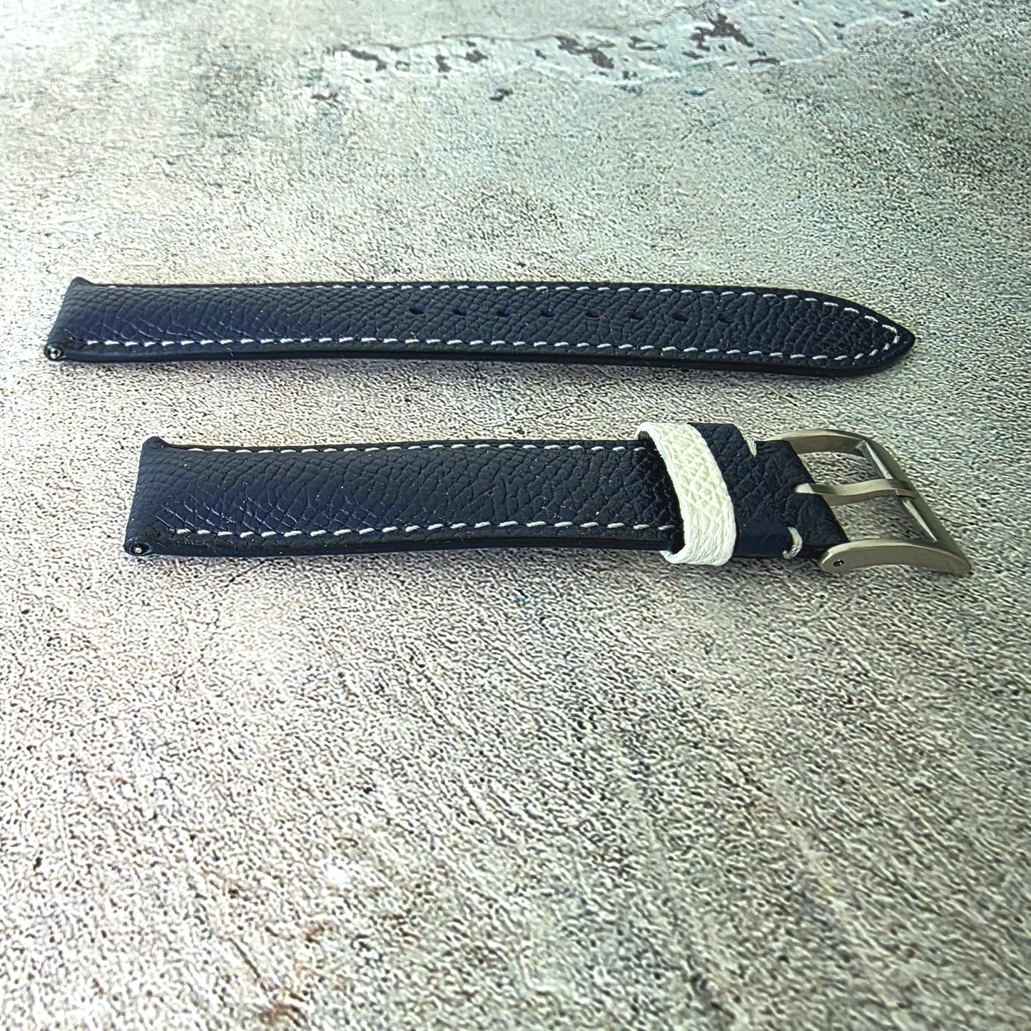 Epsom Padded Leather Strap 20mm Blue White