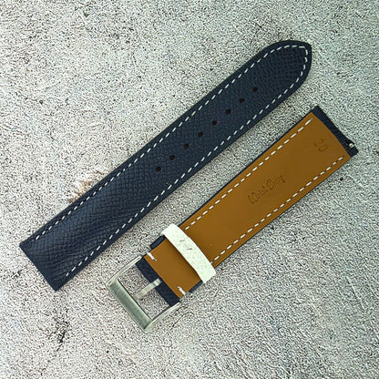 Epsom Padded Leather Strap 20mm Blue White