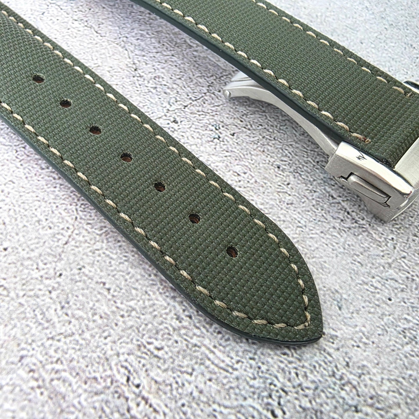 Sailcloth Deployant Watch Strap Band 20mm Fern Green