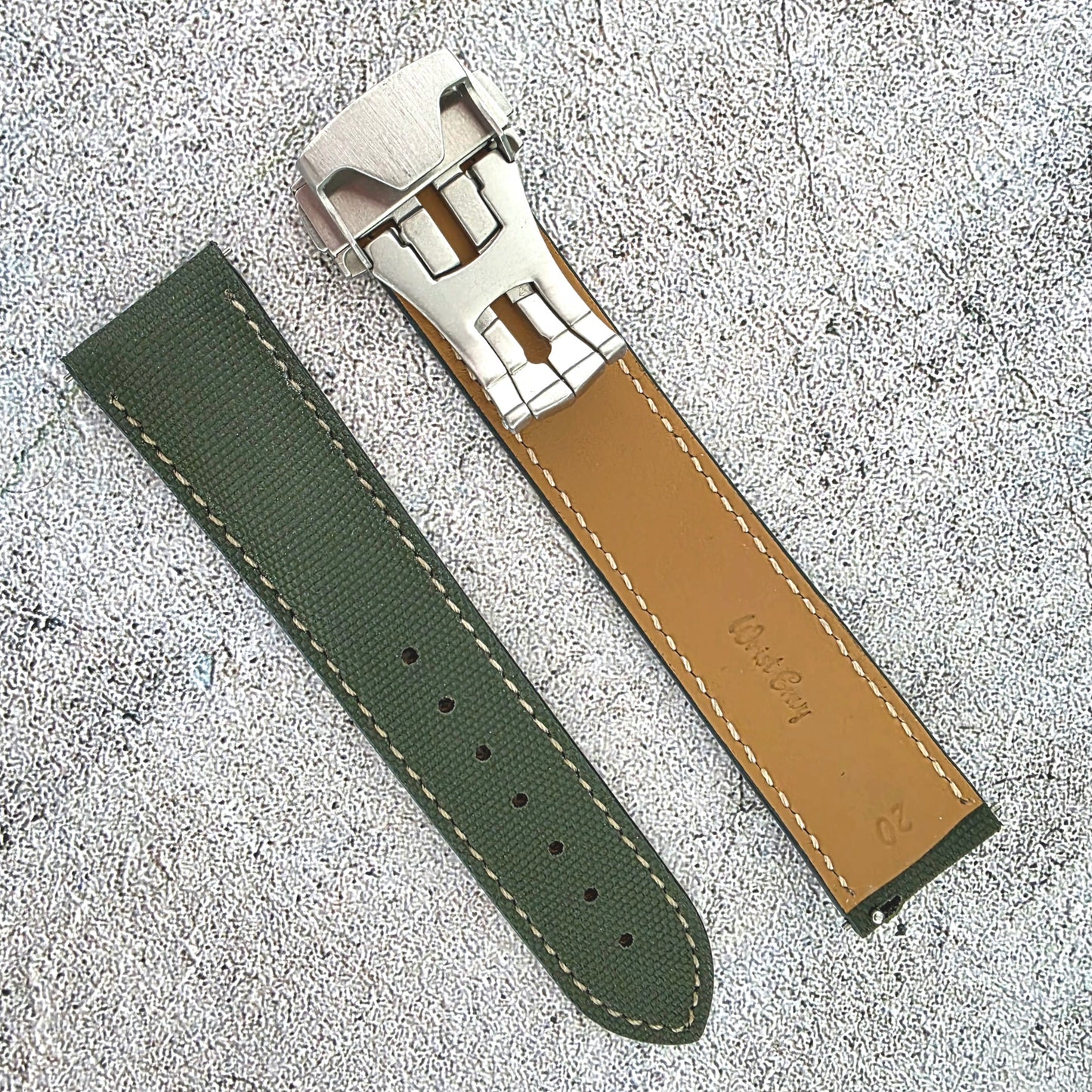 Sailcloth Deployant Watch Strap Band 20mm Fern Green