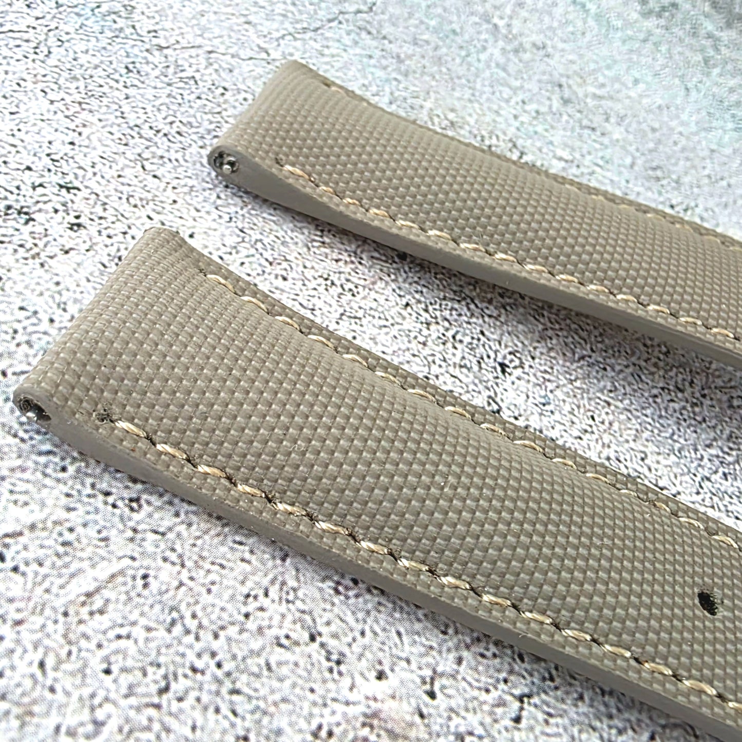 Sailcloth Deployant Watch Strap Band 20mm Taupe Beige