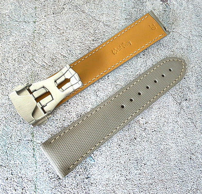 Sailcloth Deployant Watch Strap Band 20mm Taupe Beige