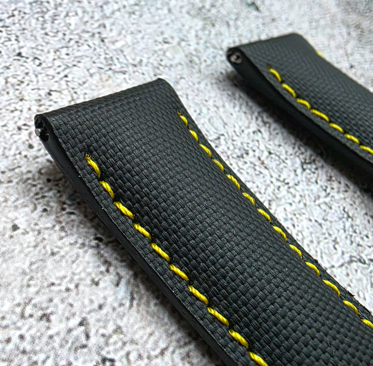Sailcloth Deployant Watch Strap Band 20mm Black Yellow