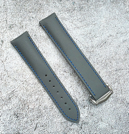 Sailcloth Deployant Watch Strap Band 20mm Grey Blue