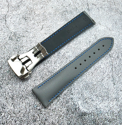 Sailcloth Deployant Watch Strap Band 20mm Grey Blue