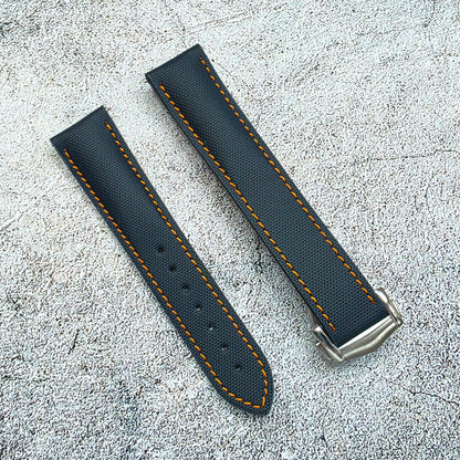 Sailcloth Deployant Watch Strap Band 20mm, 21mm, 22mm Blue Orange