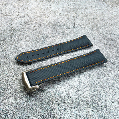 Sailcloth Deployant Watch Strap Band 20mm, 21mm, 22mm Blue Orange