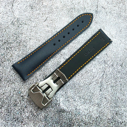 Sailcloth Deployant Watch Strap Band 20mm, 21mm, 22mm Blue Orange