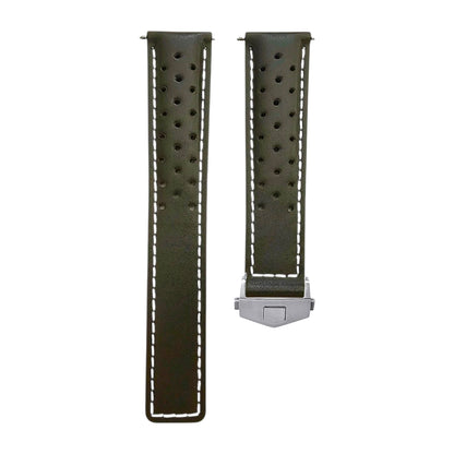 Luxury Calf Leather Rally Straps For Deployant Clasps Brown White
