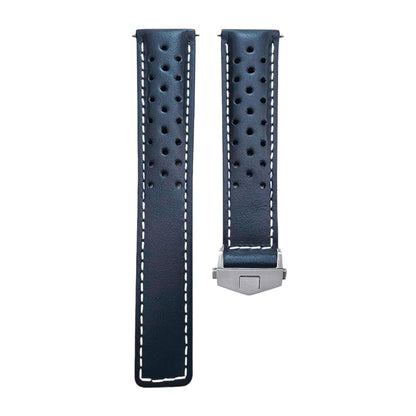 Luxury Calf Leather Rally Straps For Deployant Clasps Blue White
