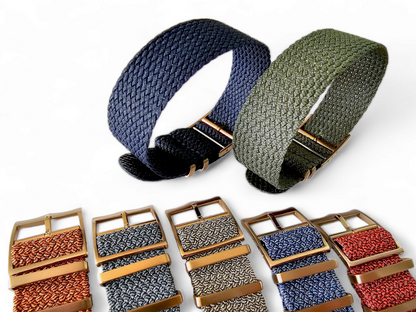 Bronze Buckle Perlon NATO Watch Strap Nylon 20mm 22mm