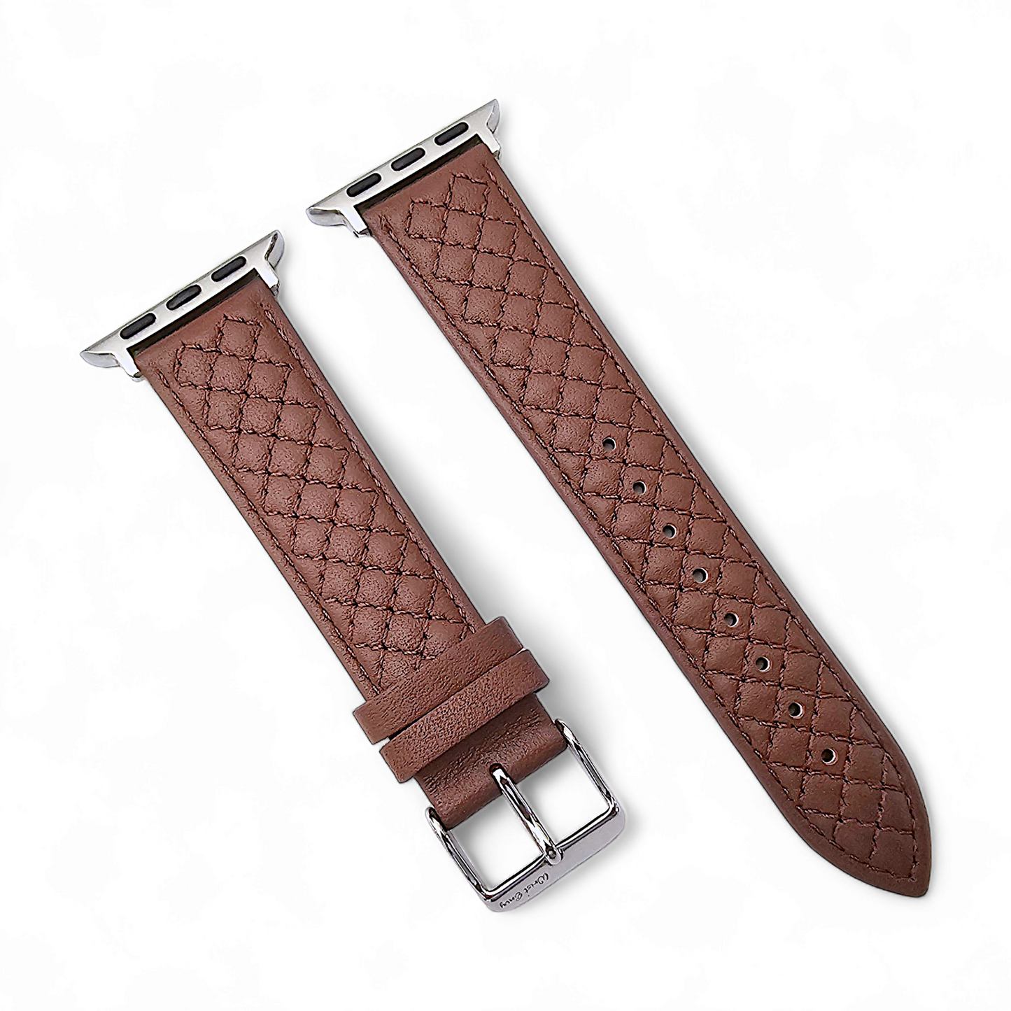 Italian Leather Diamond Stitch Watch Strap For Apple IWatch Brown