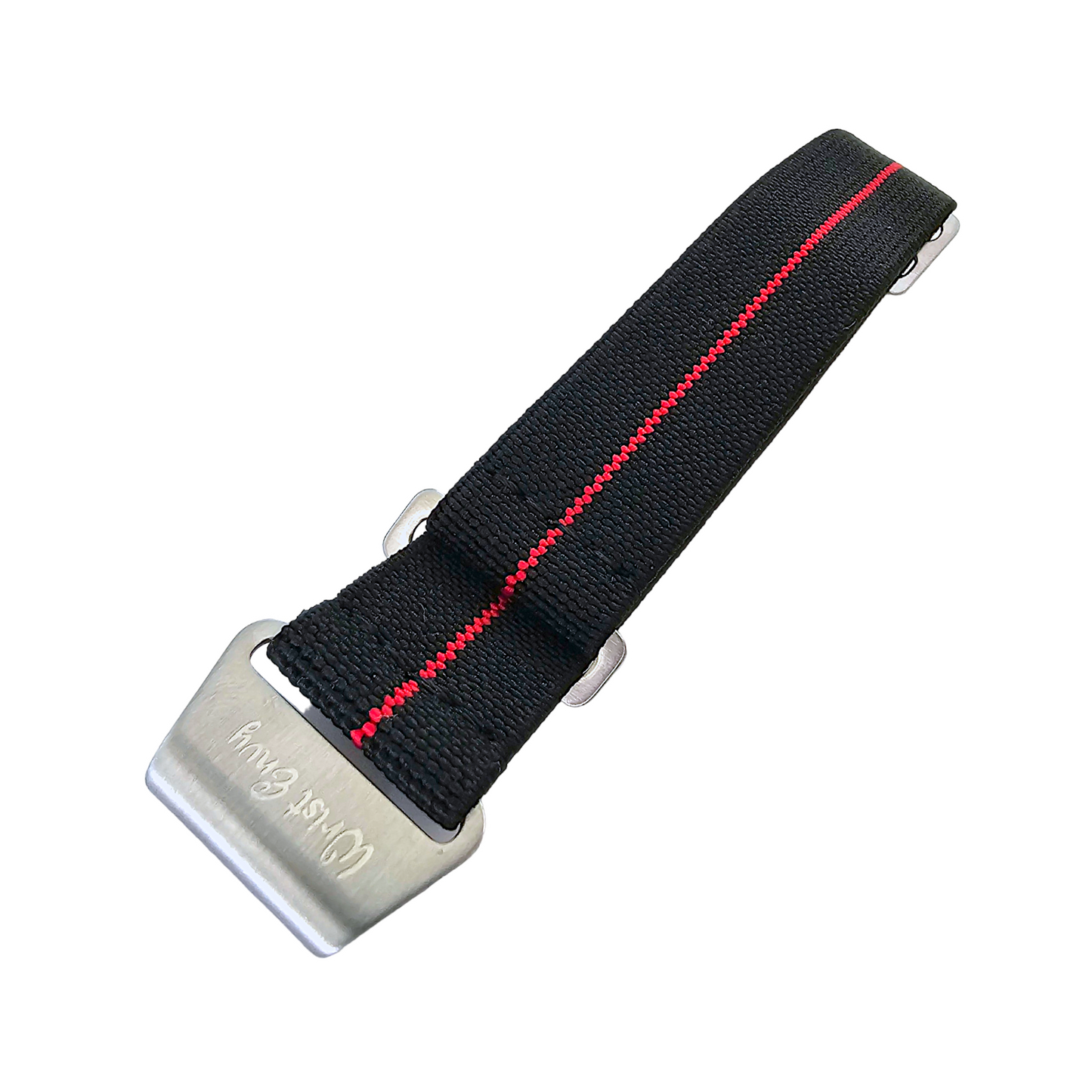 Elastic Nylon Marine Nationale Watch Strap Band 20mm 22mm Black Red Stripe