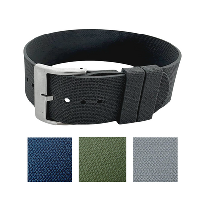 FKM Rubber One Piece Watch Strap Band 1.4mm 20mm 22mm Black