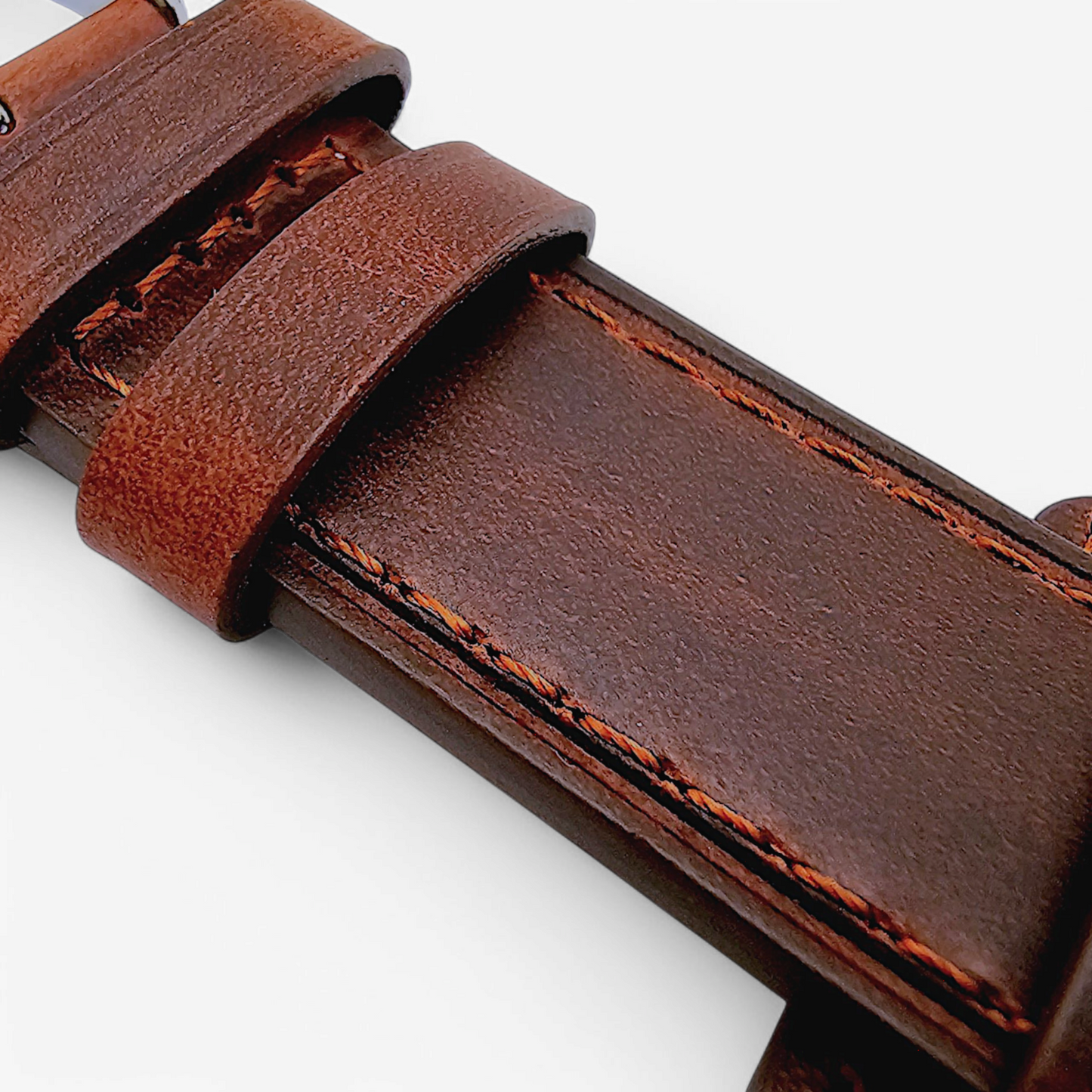 Bund Top Grain Leather Watch Strap 20mm 22mm Burnt Umber