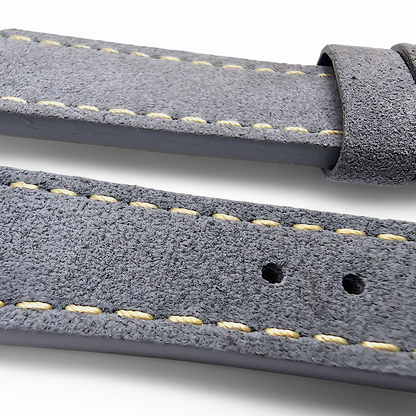 Italian Suede Watch Strap 20mm 22mm Steel Grey