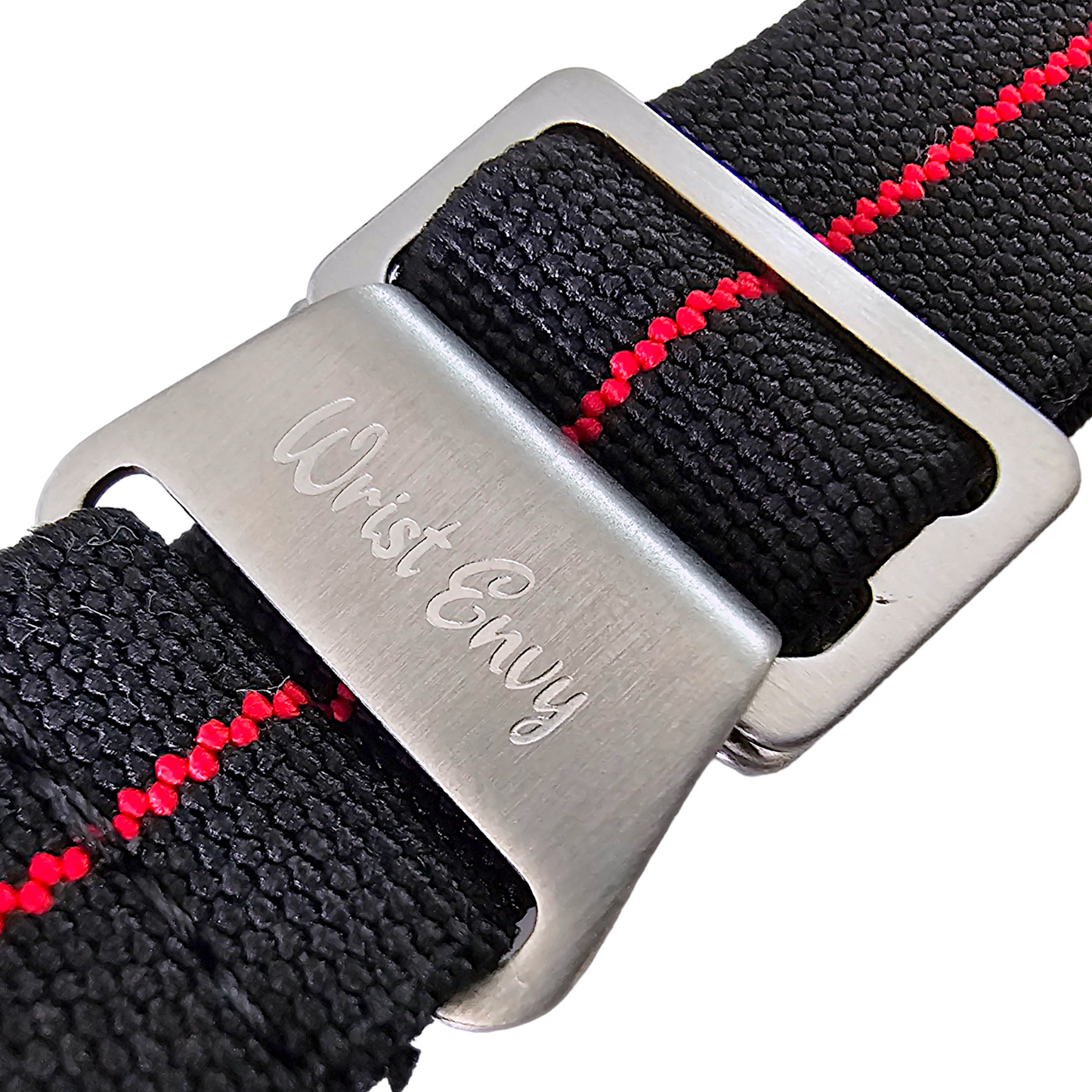 Elastic Nylon Marine Nationale Watch Strap Band 20mm 22mm Black Red Stripe