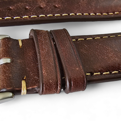 Vegetable Tanned Vintage Italian Leather Watch Strap20mm 22mm Coffee Brown