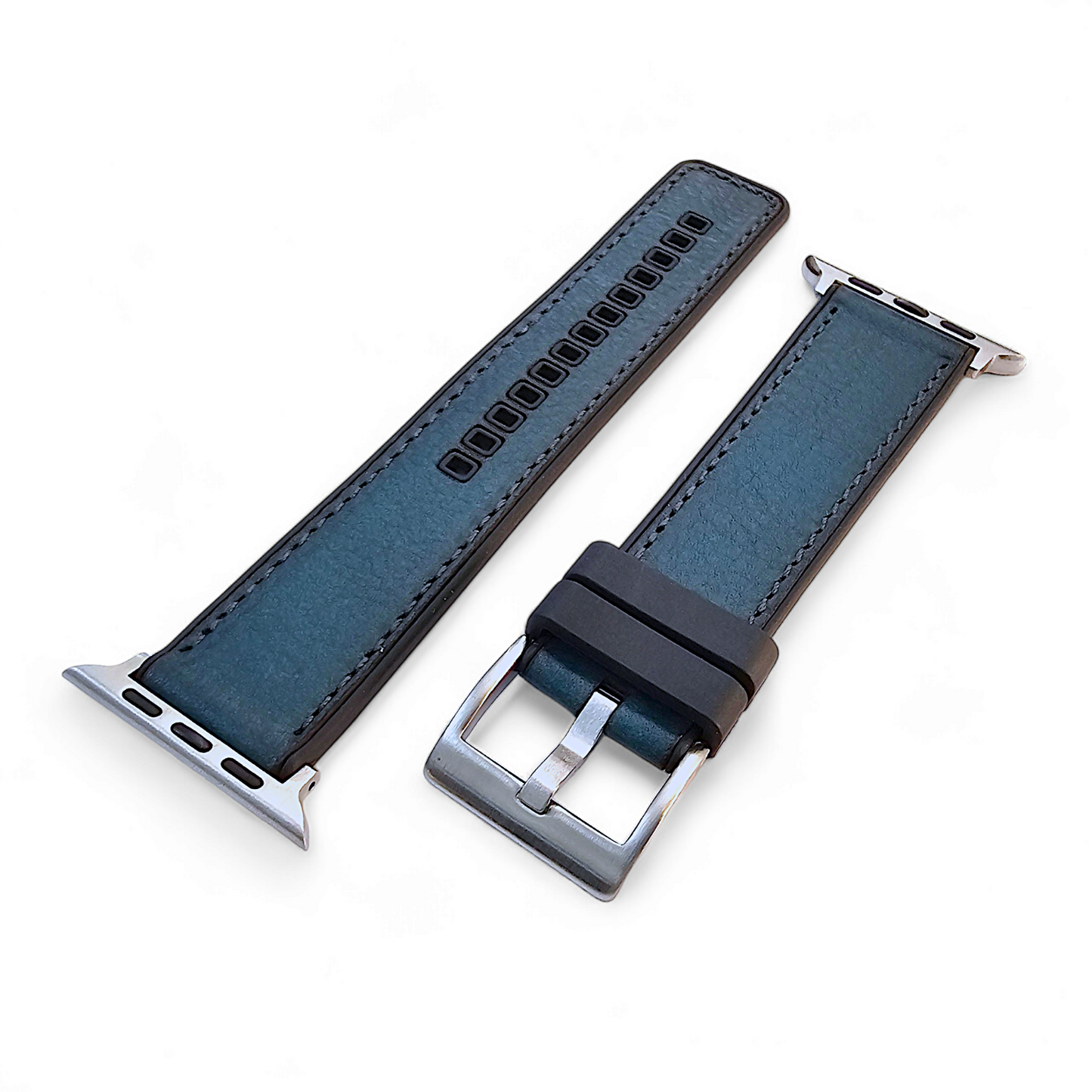 Hybrid Leather & FKM Rubber Watch Strap Band For Apple IWatch