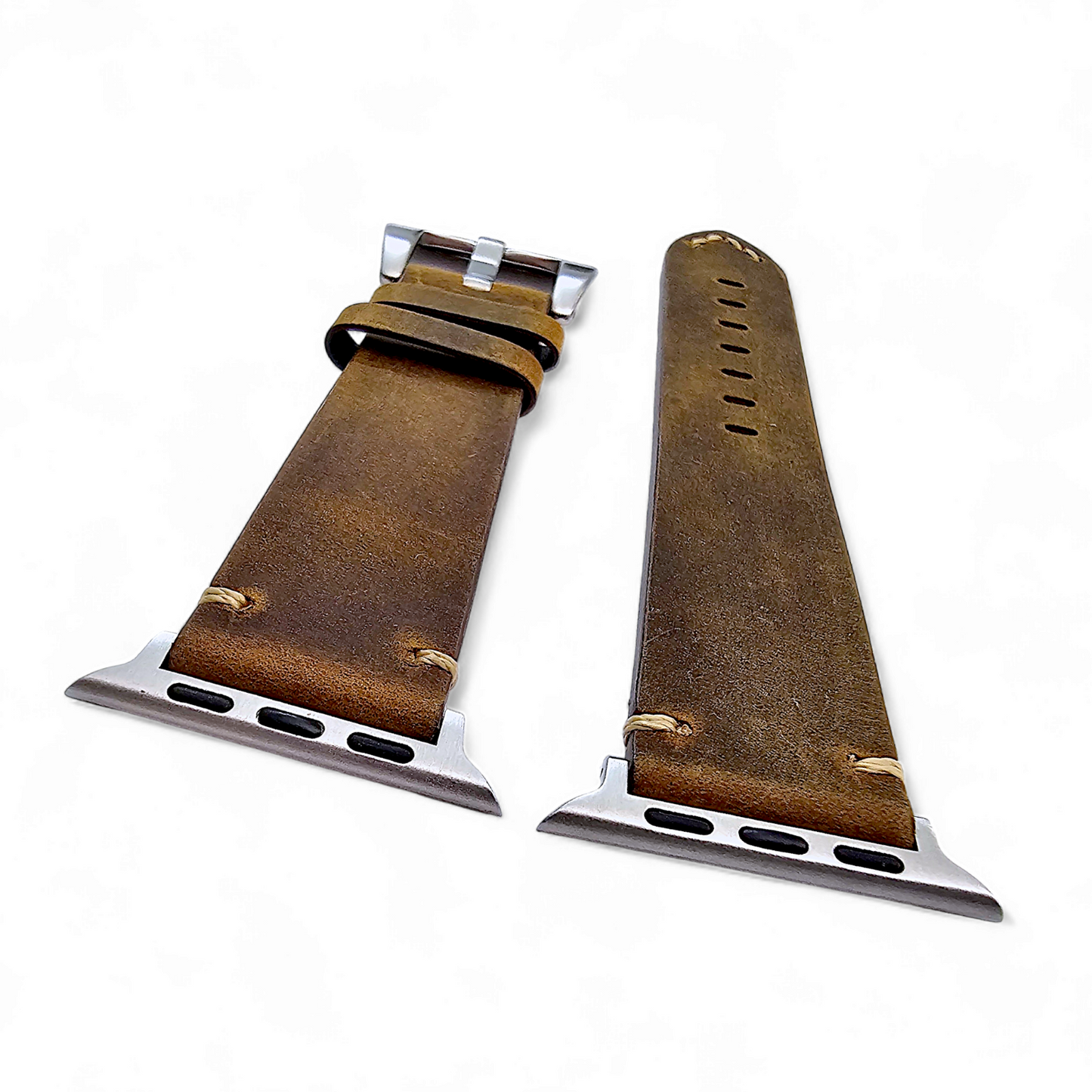 Top Grain Thick Leather Watch Strap For Apple Iwatch Dark Brown