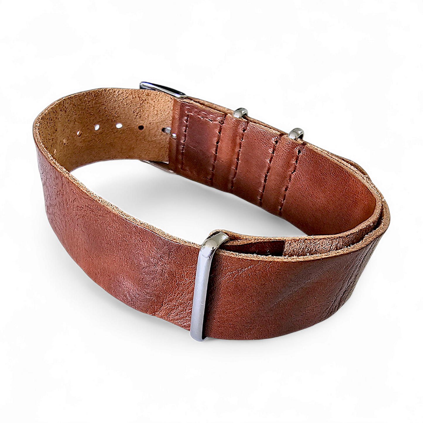 Italian Leather NATO Watch Strap 18mm 20mm 22mm Mid Brown