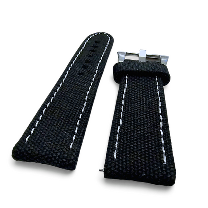 Thick Canvas Watch Strap Band Distressed Black 20mm 22mm