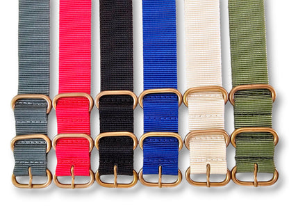 NATO Zulu G10 Nylon Watch Strap Bronze PVD Buckle 20mm 22mm