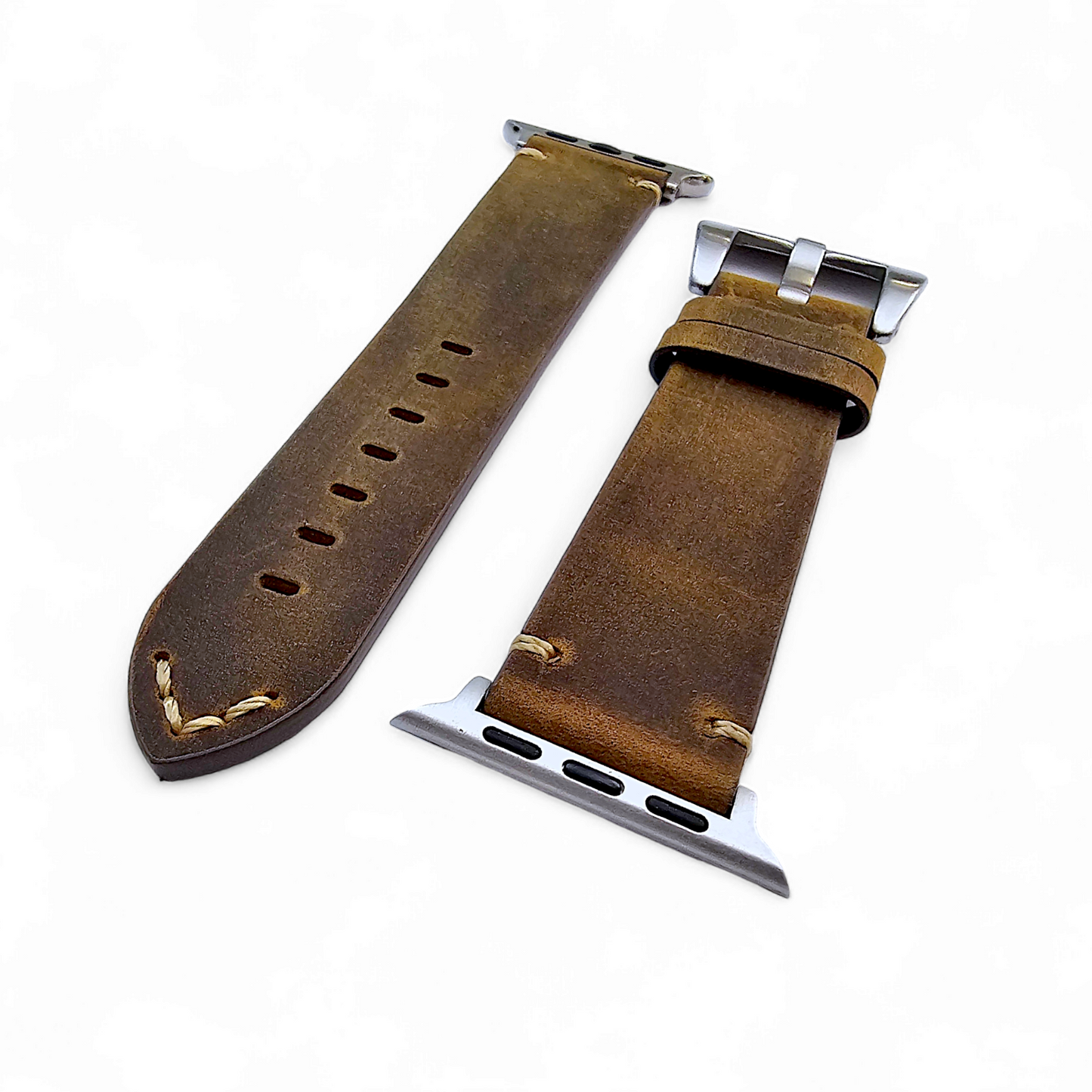 Top Grain Thick Leather Watch Strap For Apple Iwatch Dark Brown