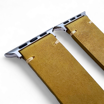 Top Grain Thick Leather Watch Strap For Apple Iwatch Khaki Beige