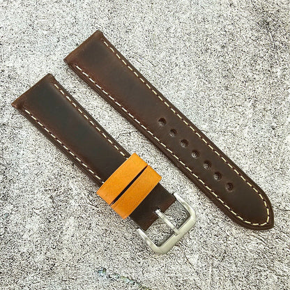 Handmade Leather Watch Strap Band Top Grain Padded 20mm 22mm Brown