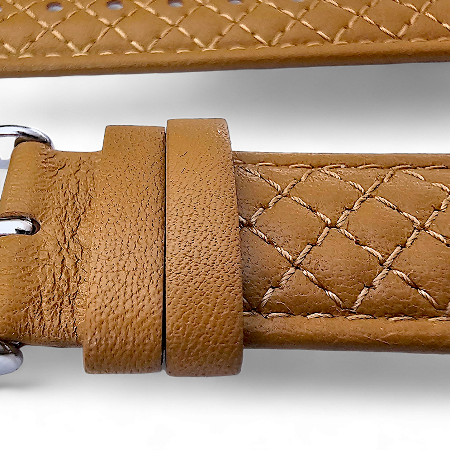 Italian Leather Diamond Stitch Watch Strap For Apple IWatch Honey Tan