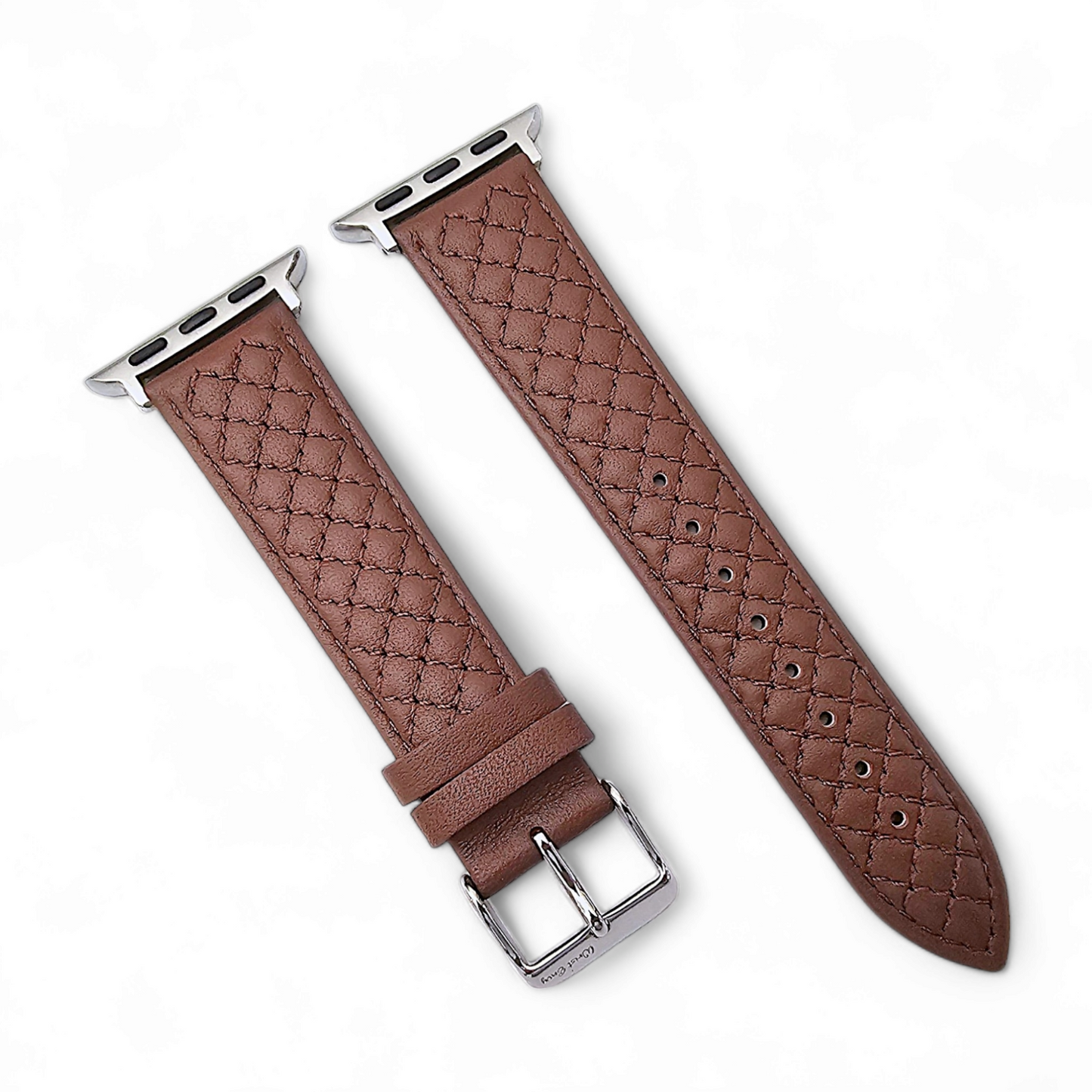 Italian Leather Diamond Stitch Watch Strap For Apple IWatch Brown