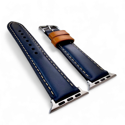 Top Grain Padded Leather Watch Strap For Apple IWatch Blue