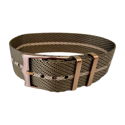 Bronze Buckle Single Pass Watch Strap Band Nylon 20mm 22mm