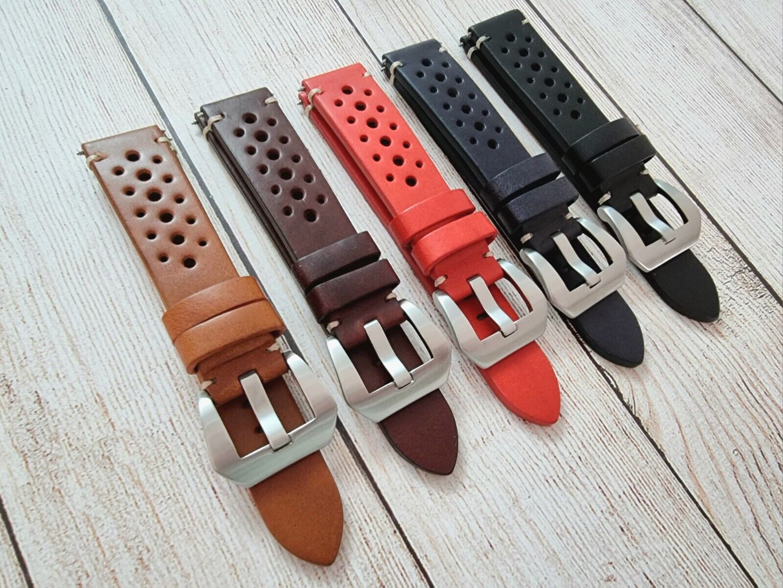 Chronograph Rally Strap Perforated Rally Tough Leather Watch Strap Band 20mm 22mm 24mm Grand P ...