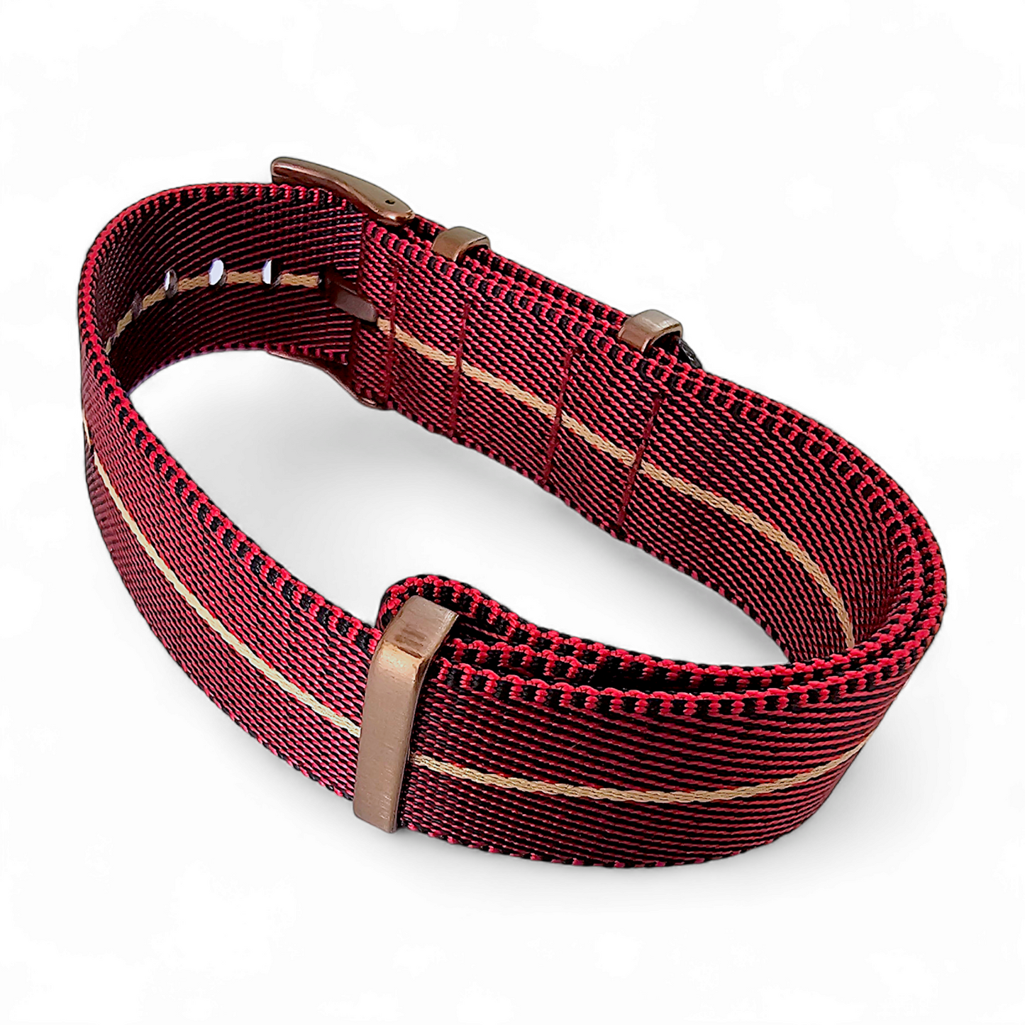 Bronze NATO Nylon 1.8mm Thick Watch Strap Red Black Khaki 20mm 22mm