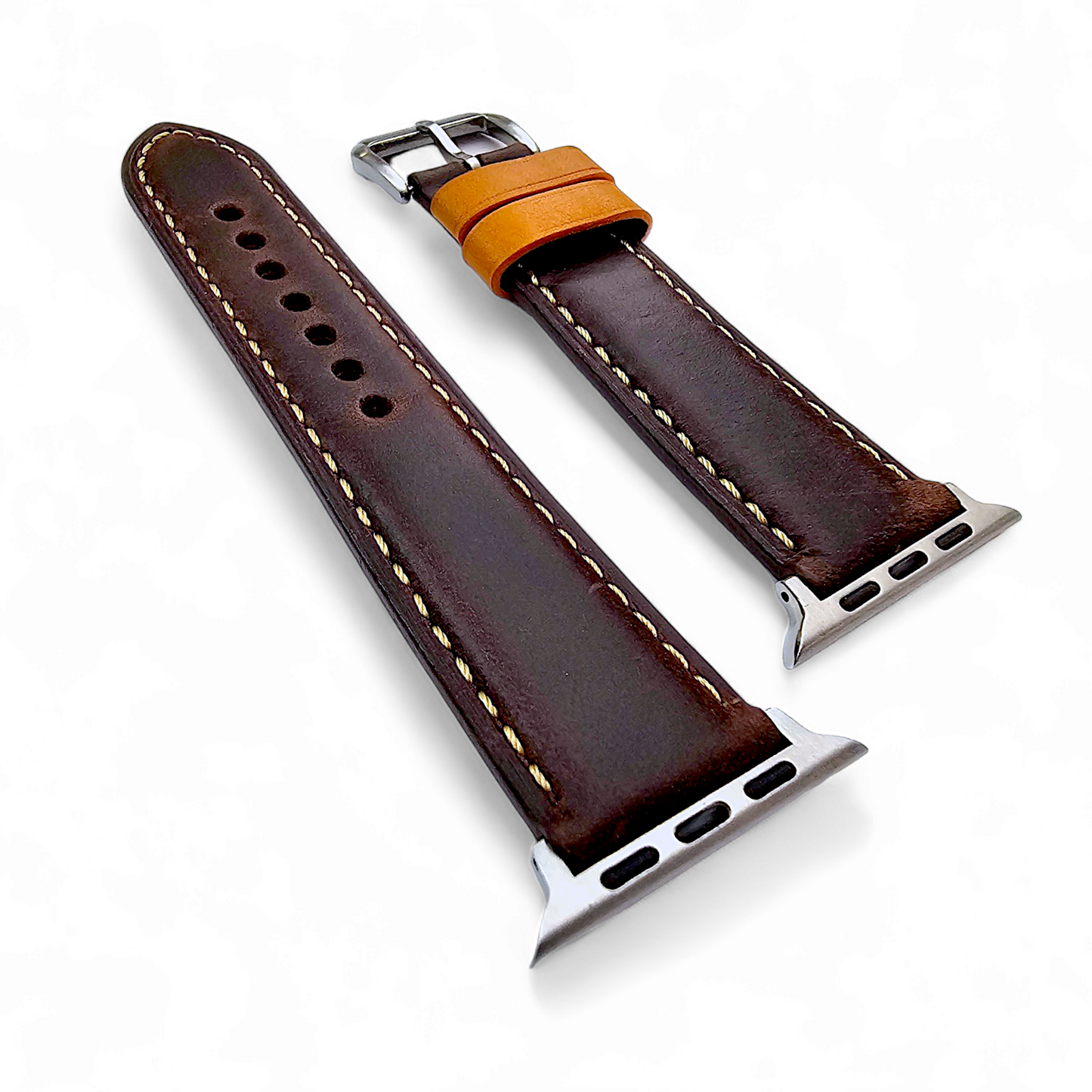 Top Grain Padded Leather Watch Strap For Apple IWatch Brown