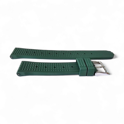 FKM Rubber Waffle Watch Strap Band Retro Divers Forrest Green 22mm