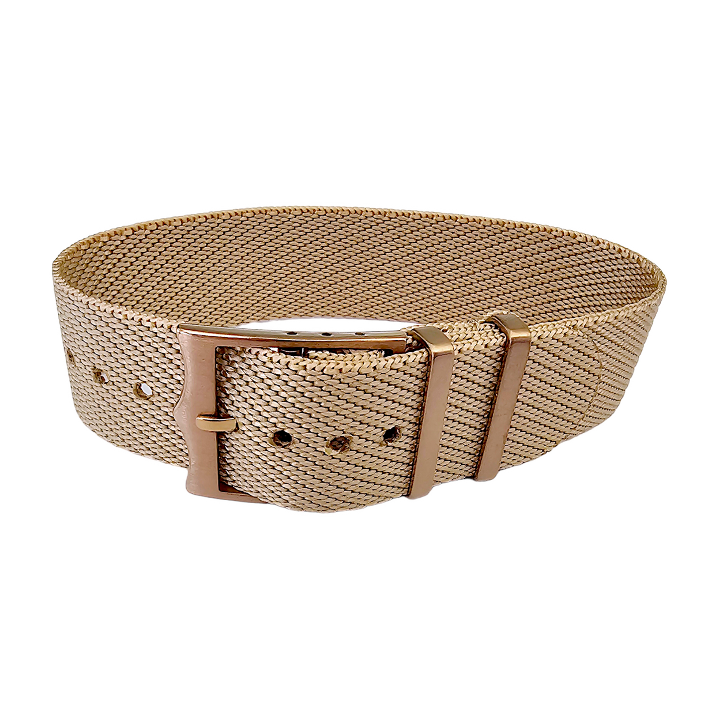 Bronze Buckle Single Pass Watch Strap Band Nylon 20mm 22mm