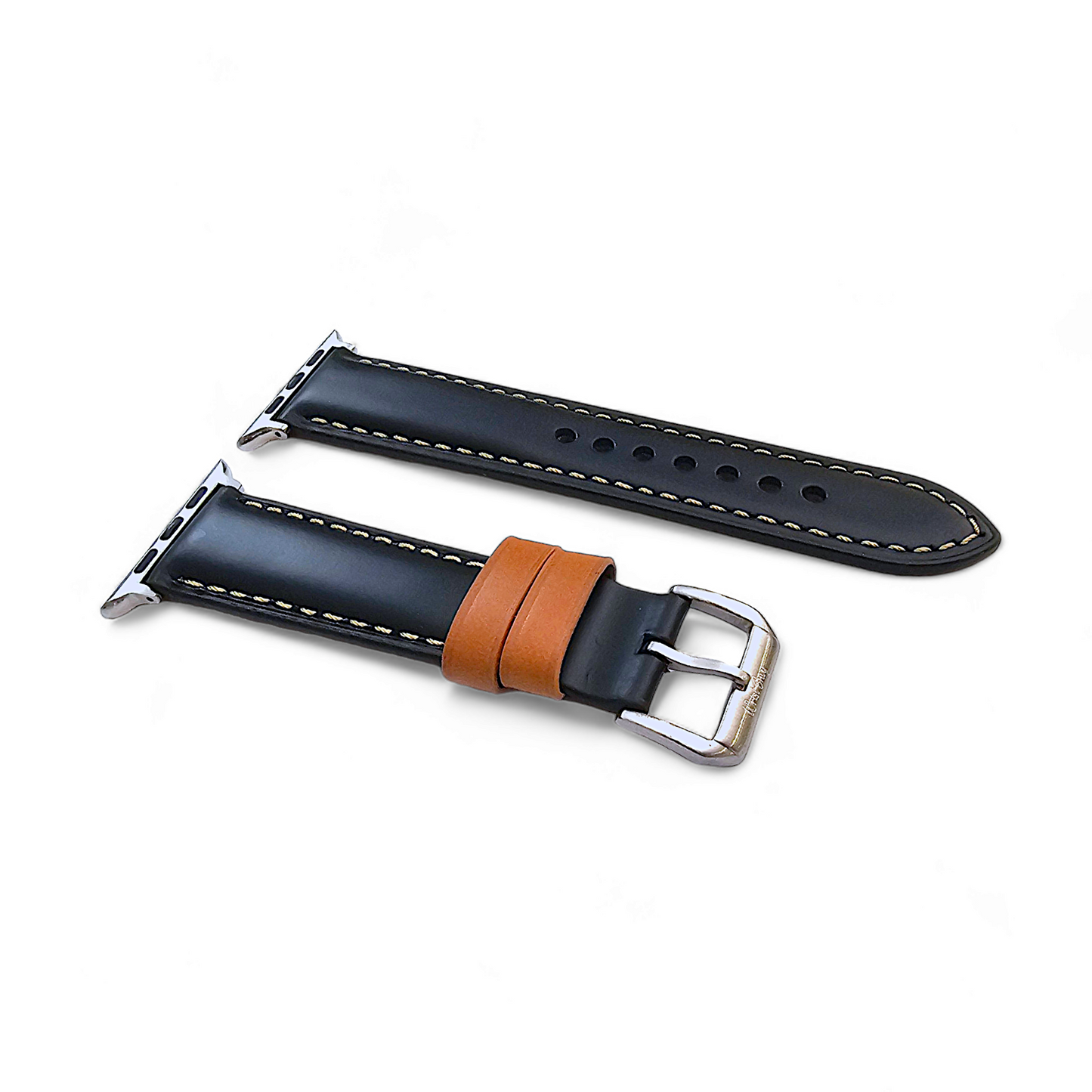 Top Grain Padded Leather Watch Strap For Apple IWatch Black