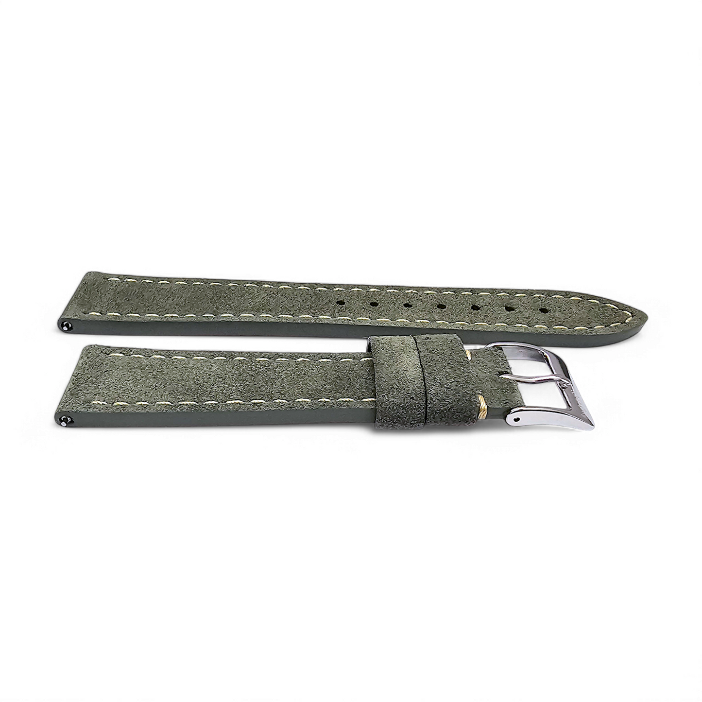 Italian Suede Watch Strap 20mm 22mm Olive Green