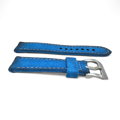 Distressed Thick Canvas Watch Strap Band Military Sailcloth Mens Blue 20mm 22mm